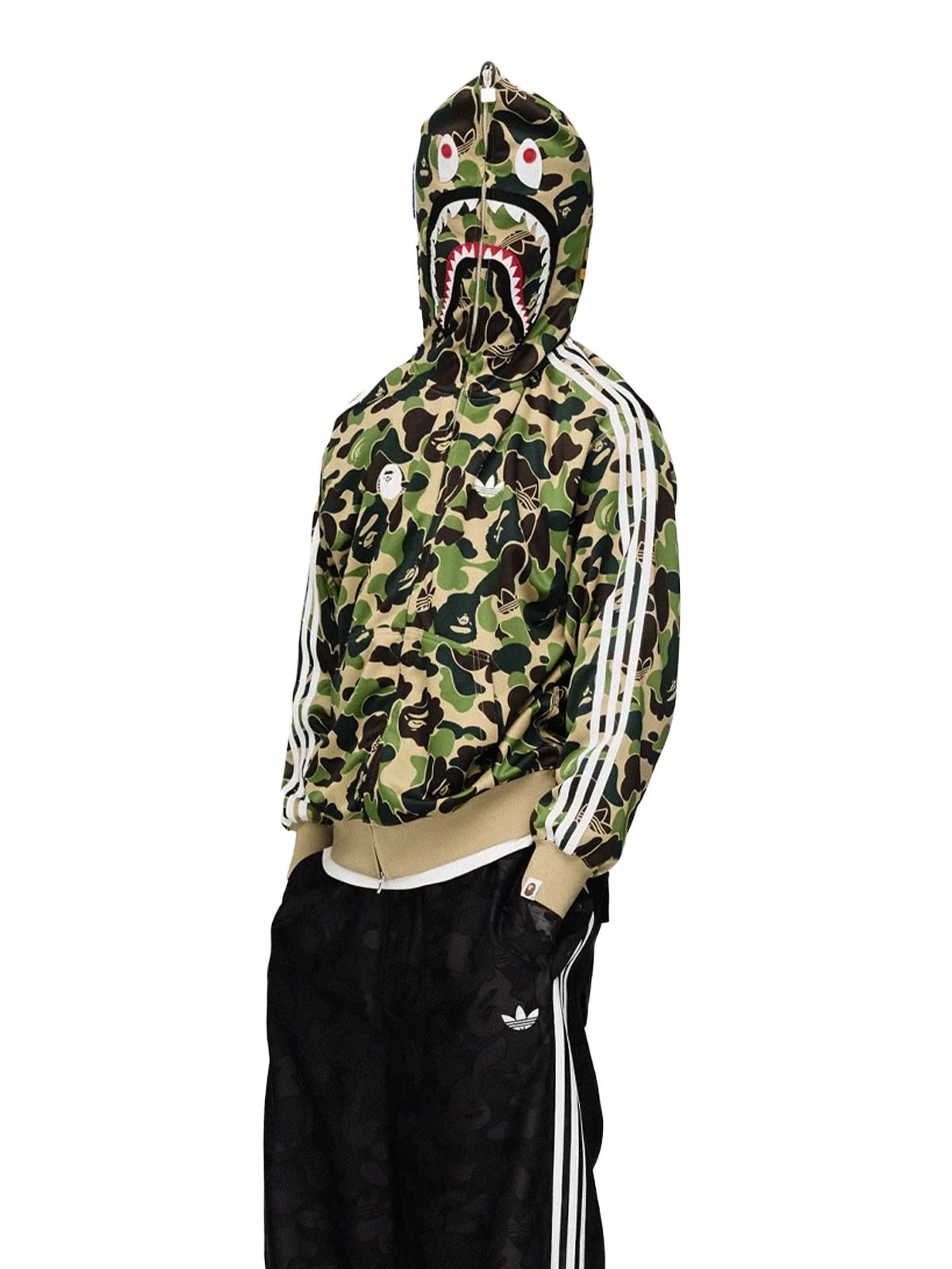 felpa con cappuccio shark track mimetica  ADIDAS X BAPE