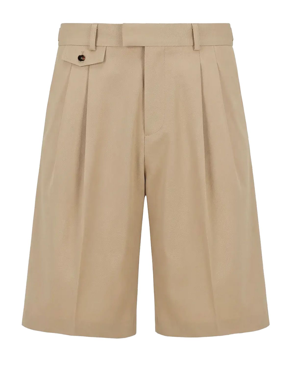 Beige long cotton shorts