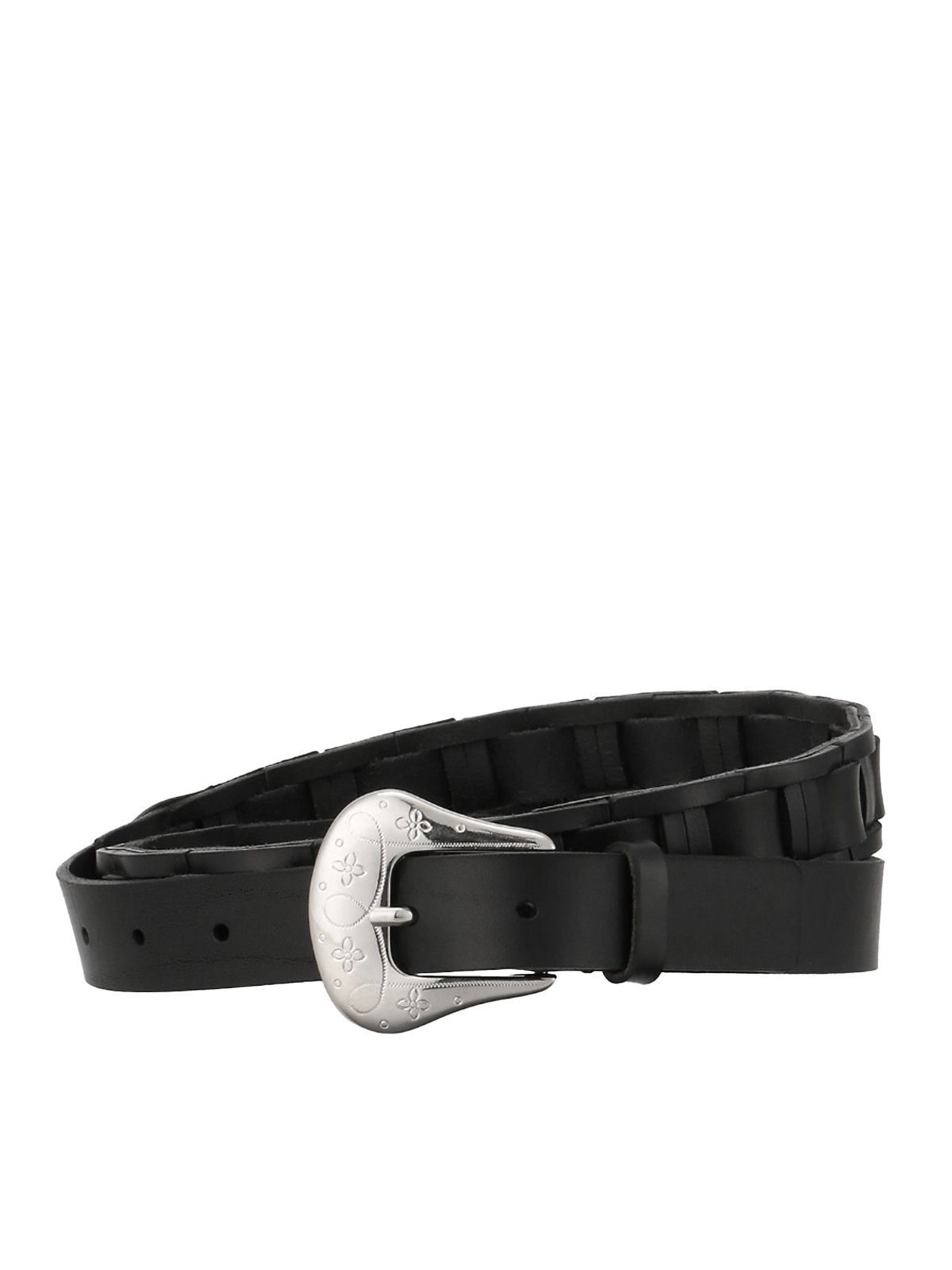 Cintura ceto braided intrecciata in pelle nera cinture - uomo