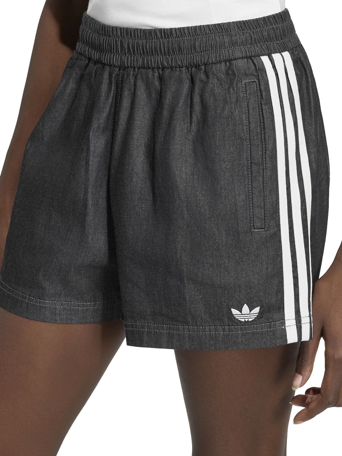 summer glow medium-wash denim shorts ky3171 black / white shorts - women ADIDAS ORIGINALS