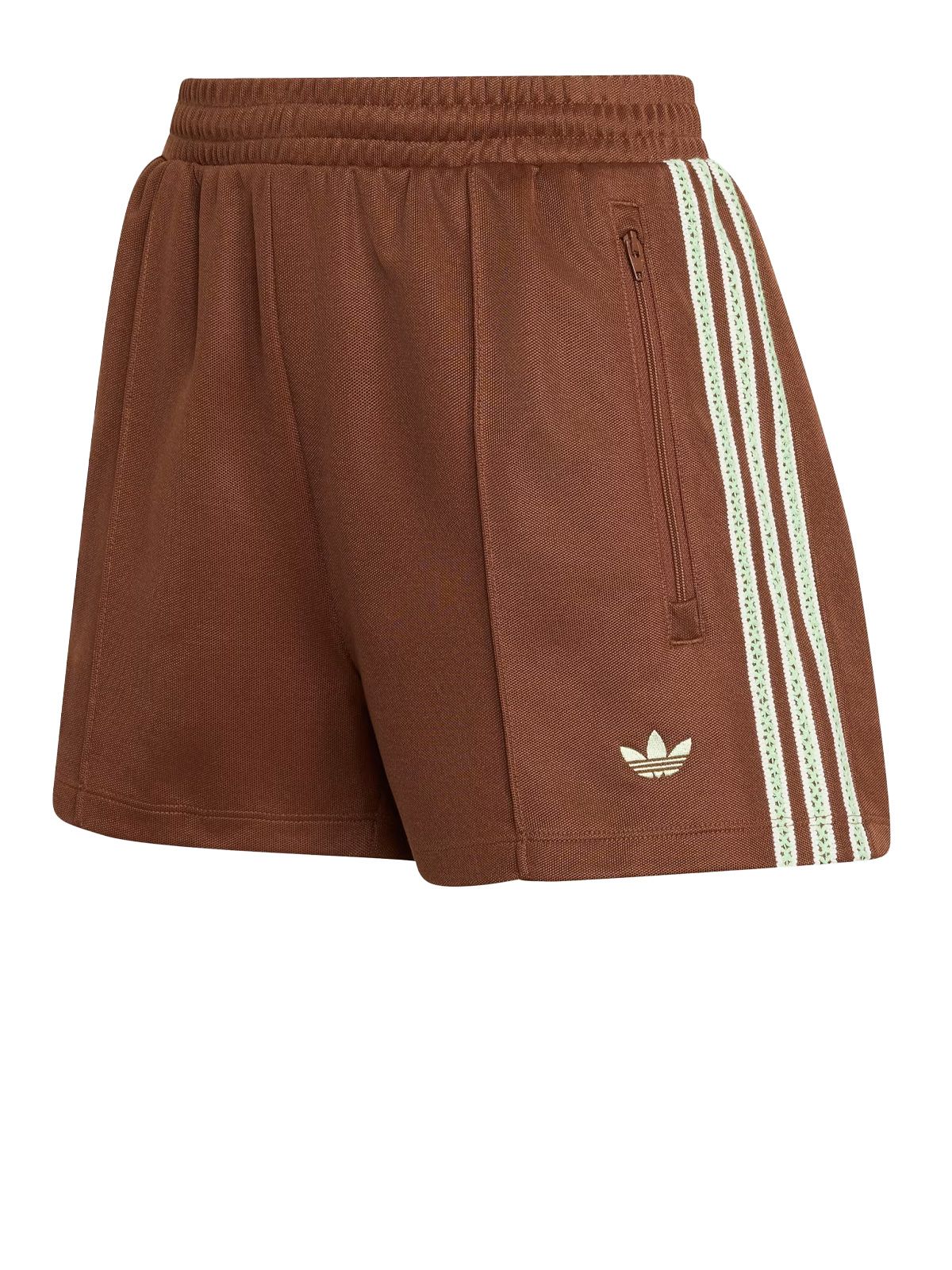 shorts in maglia piqué summer glow ky3167 marrone / bianco shorts - donna