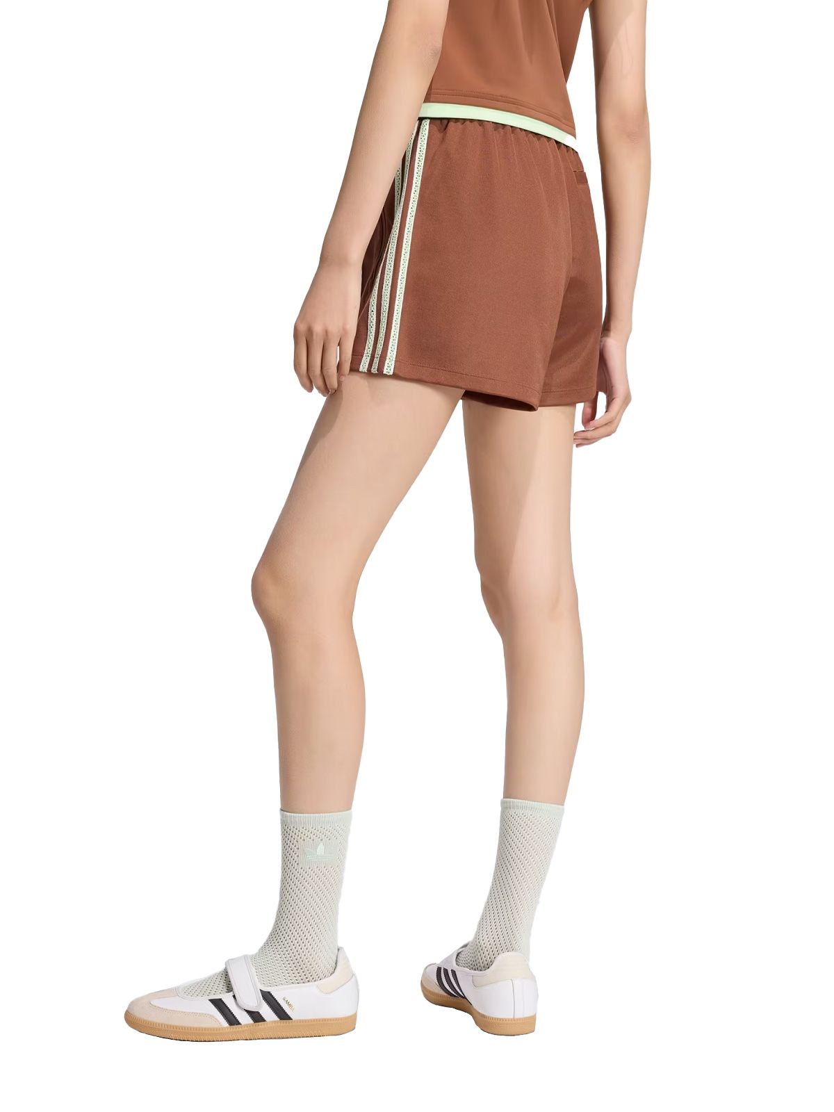 shorts in maglia piqué summer glow ky3167 marrone / bianco shorts - donna ADIDAS ORIGINALS