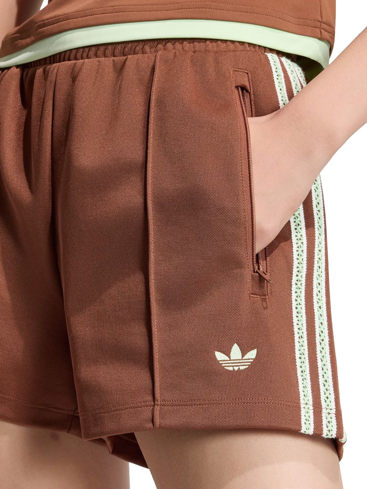 shorts in maglia piqué summer glow ky3167 marrone / bianco shorts - donna ADIDAS ORIGINALS