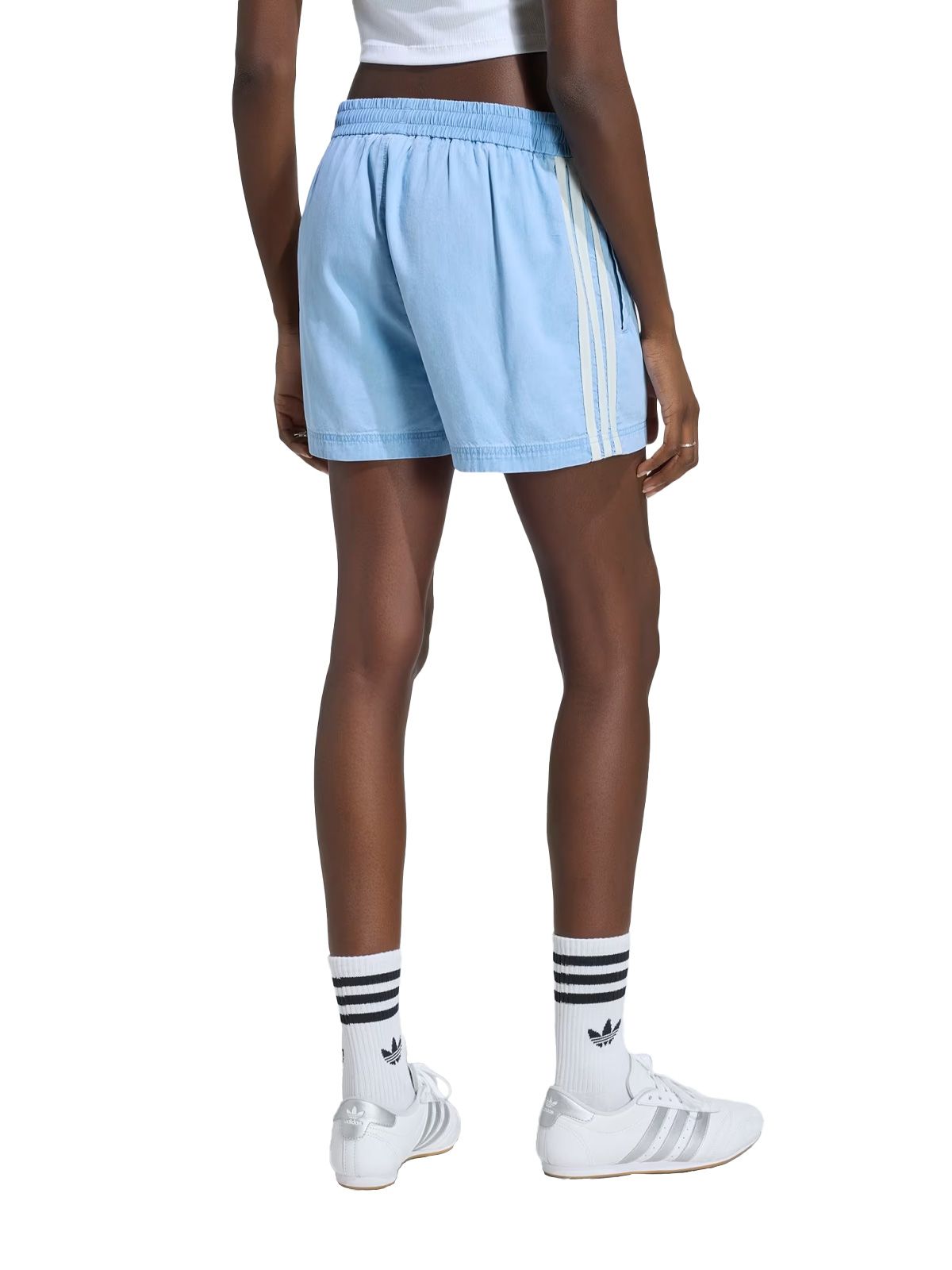 summer glow light-wash denim shorts ky3170 blue / white shorts - women ADIDAS ORIGINALS