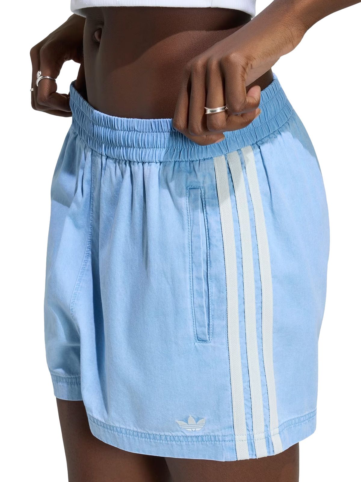 summer glow light-wash denim shorts ky3170 blue / white shorts - women ADIDAS ORIGINALS