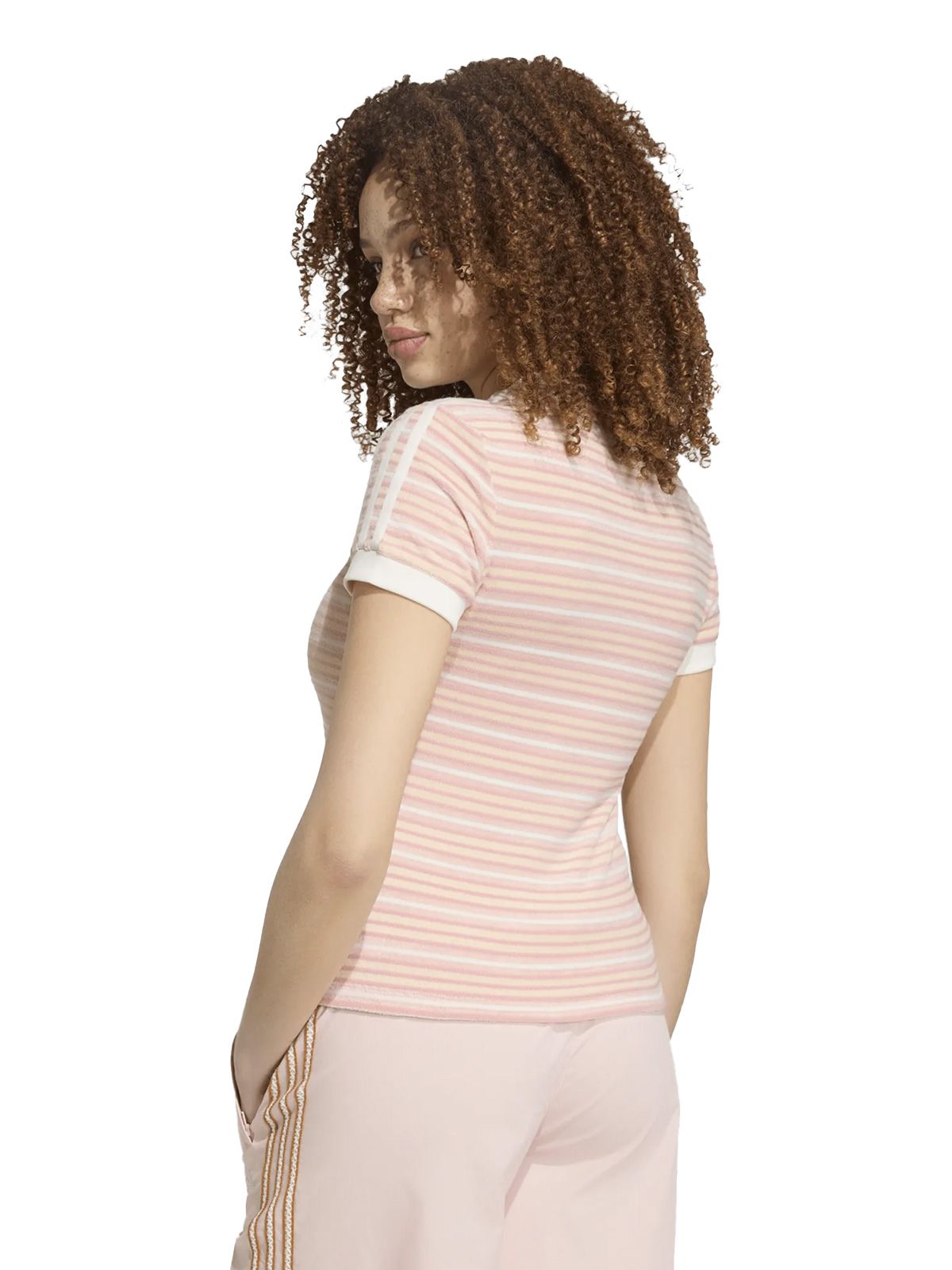 adicolor 3-stripes classic t-shirt ky8116 pink / white t-shirt - woman ADIDAS ORIGINALS
