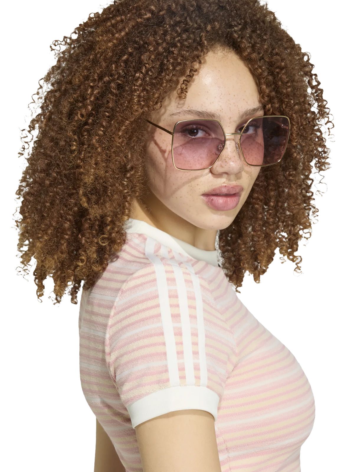 adicolor 3-stripes classic t-shirt ky8116 pink / white t-shirt - woman ADIDAS ORIGINALS