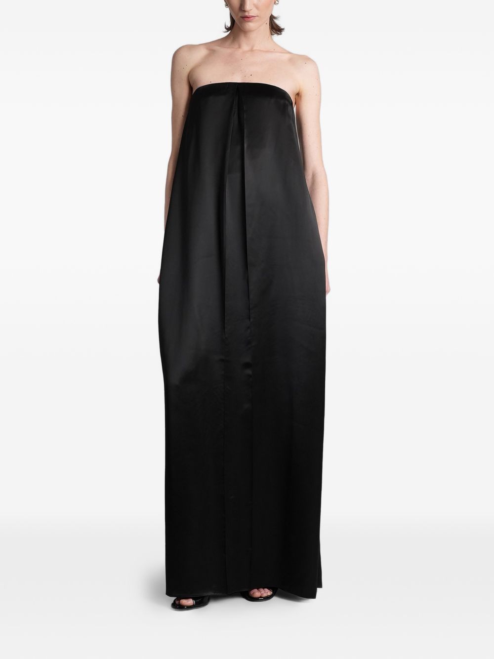 Black veronike long satin bustier dress DARKPARK