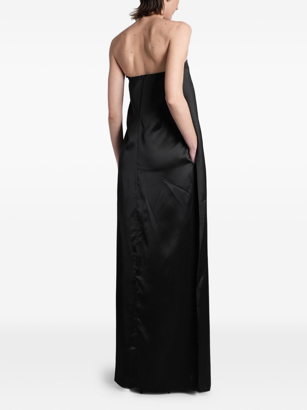 Black veronike long satin bustier dress DARKPARK