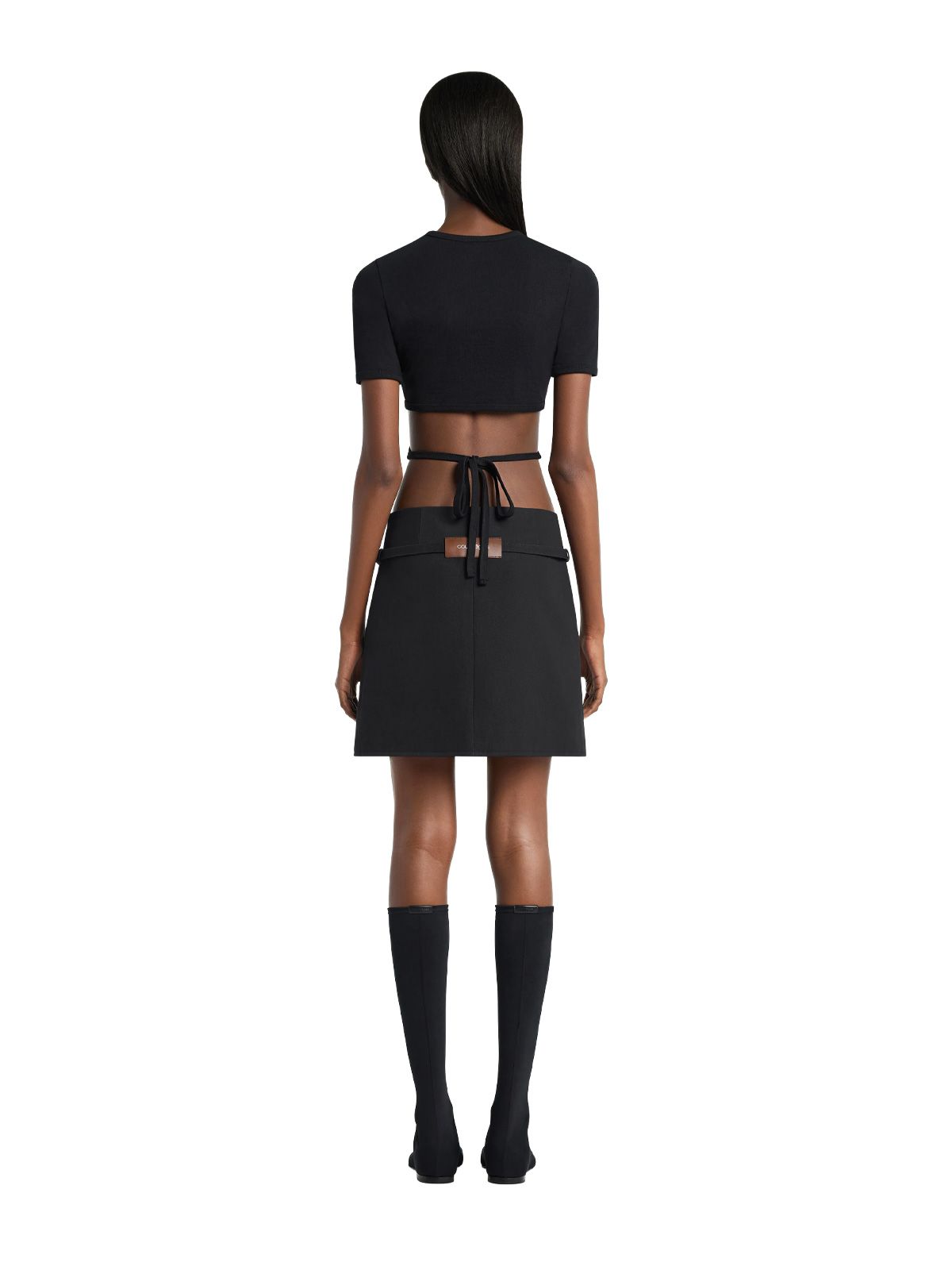 T-shirt nera con laccio e aperture COURREGES