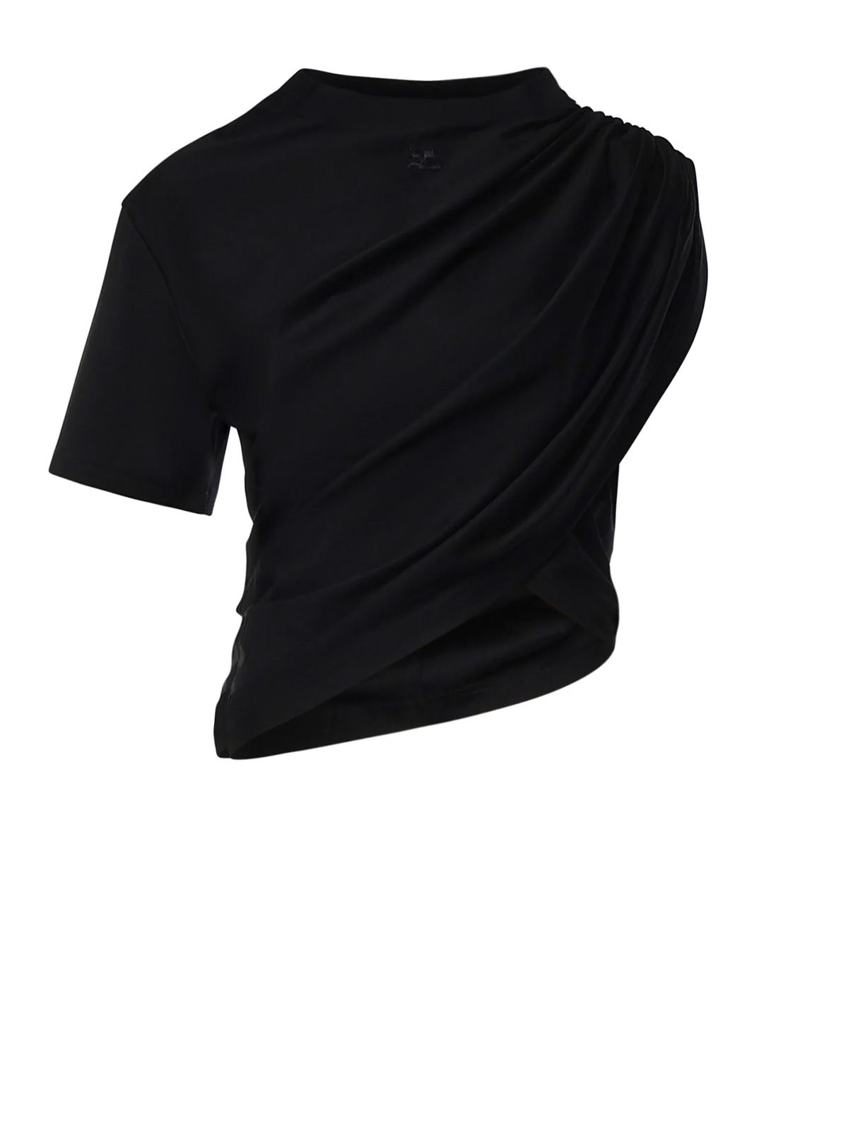 T-shirt asimmetrica nera COURREGES