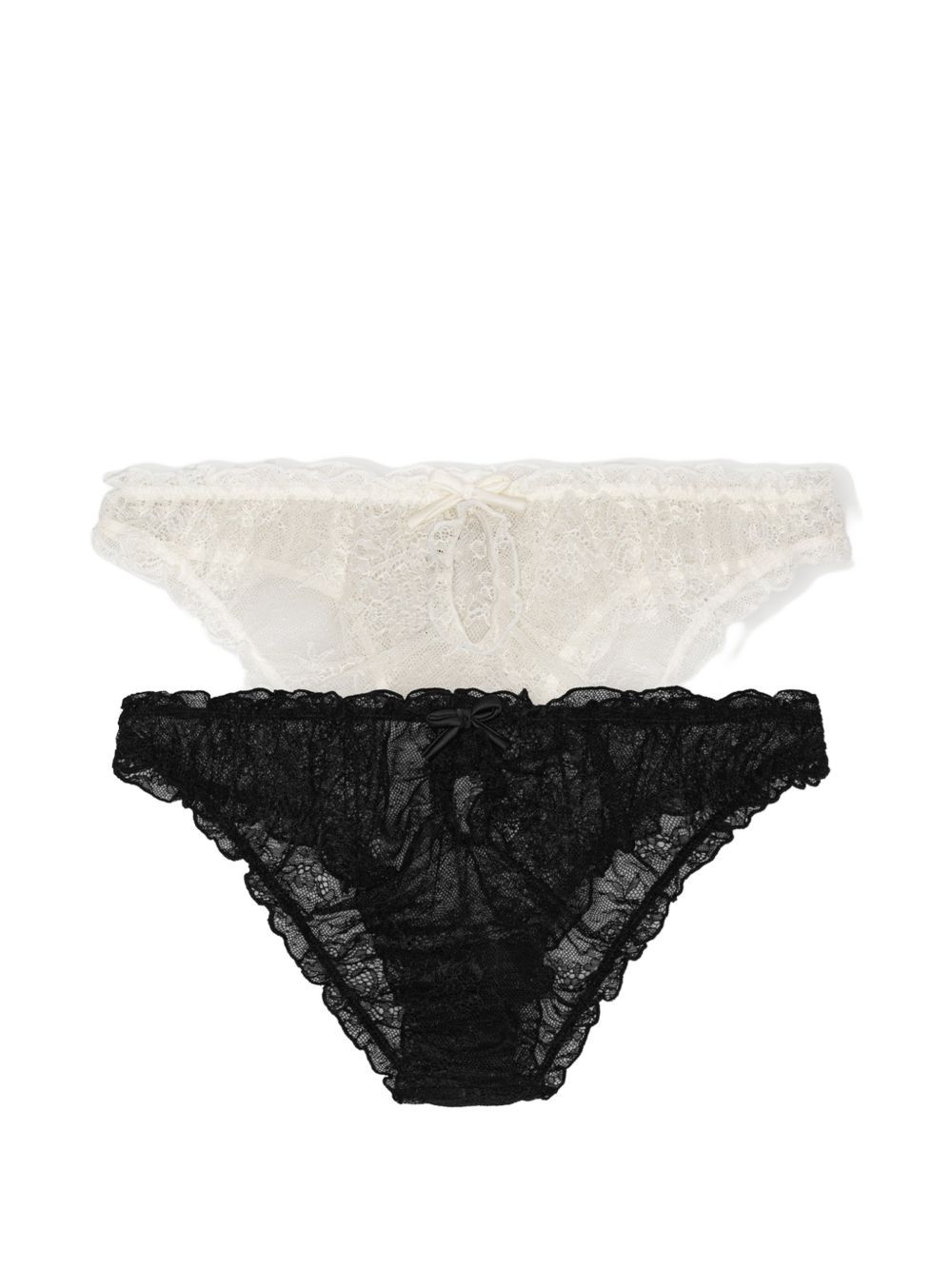 Linen lace brief black and white