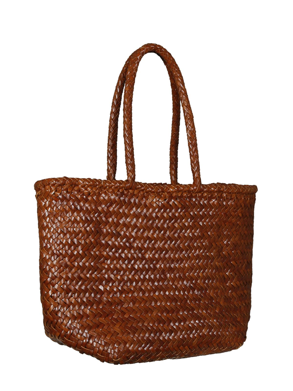 grace basket small woven leather bag tan bags - women DRAGON DIFFUSION
