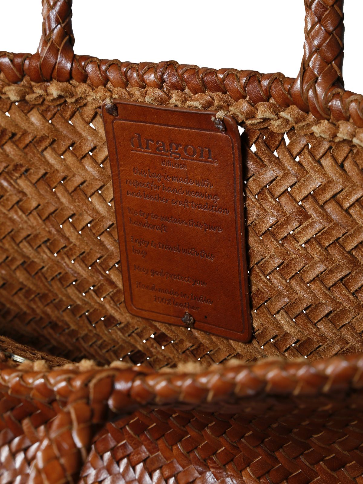 grace basket small woven leather bag tan bags - women DRAGON DIFFUSION