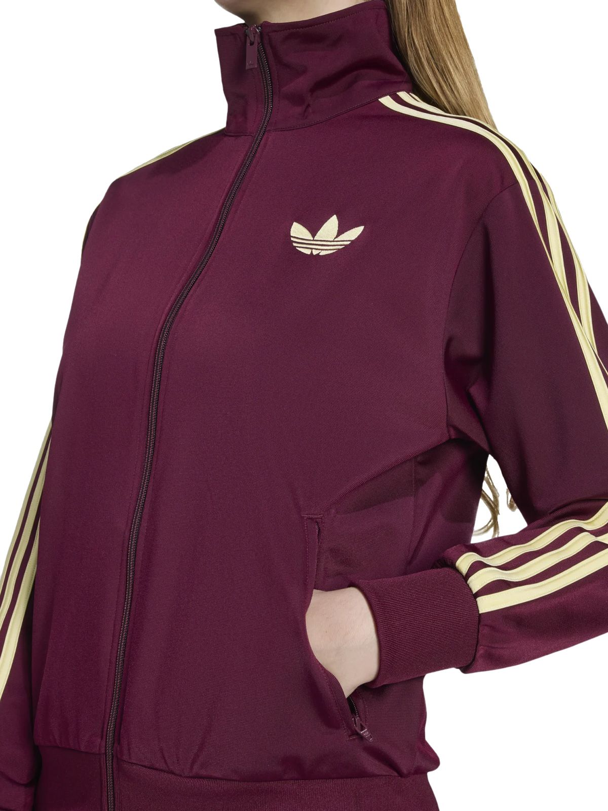 firebird track top loose maroon almost yellow track jackets - women ADIDAS ORIGINALS