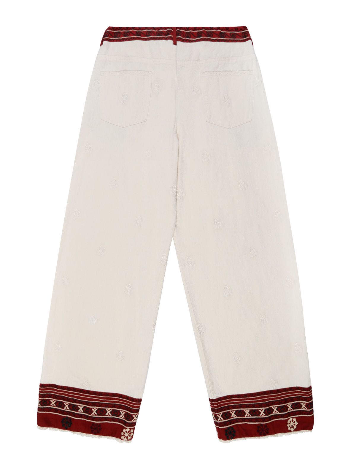 pantalone folklorique gilberto bianco-bordeaux MAISON HOTEL