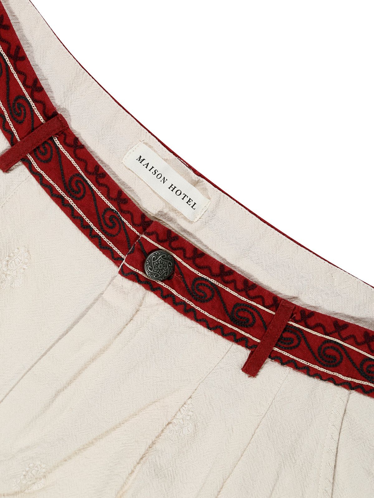 pantalone folklorique gilberto bianco-bordeaux MAISON HOTEL