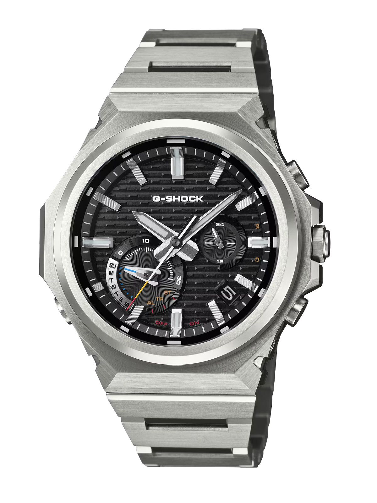 Black silver wrist watch