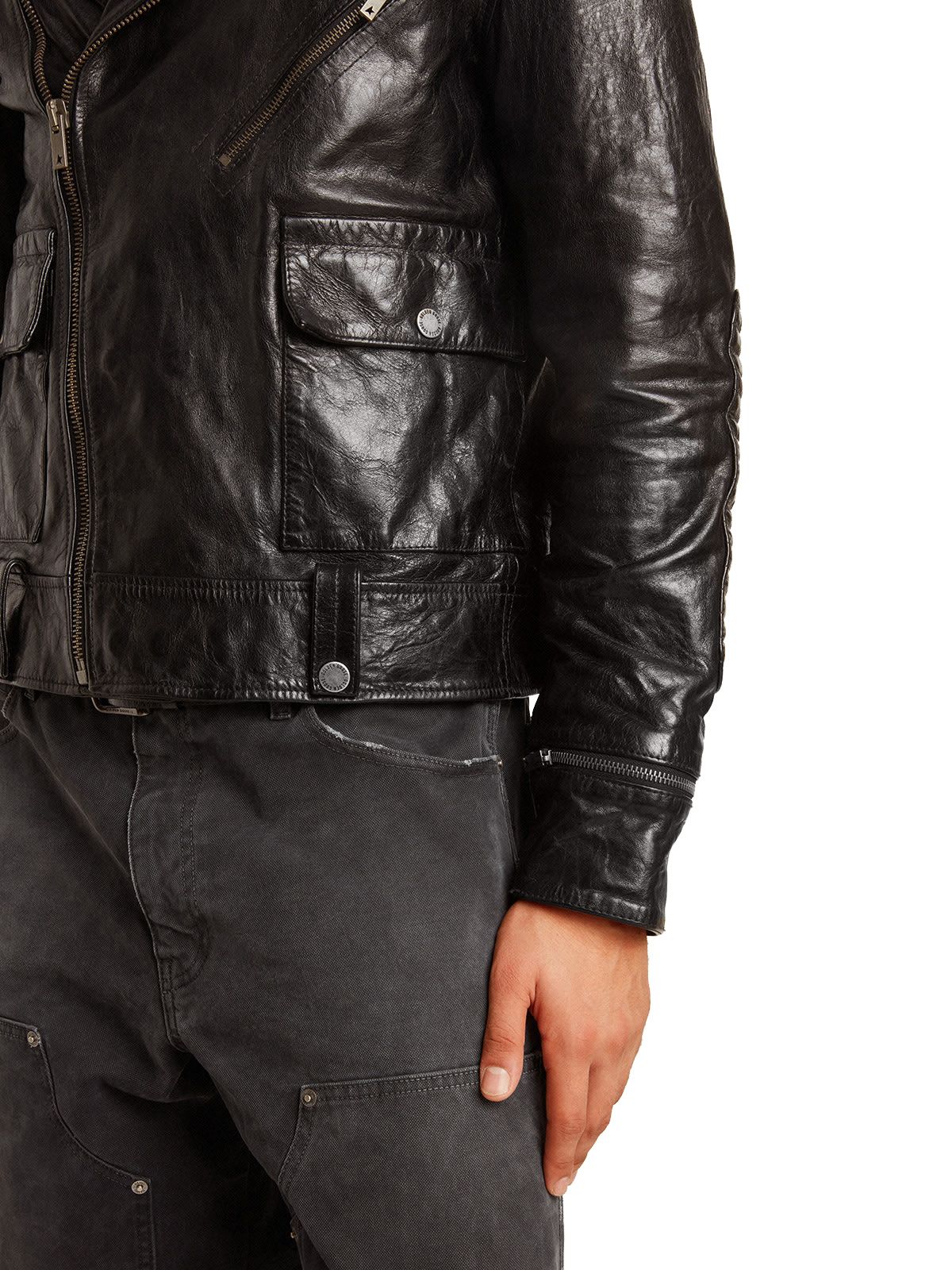 Black chiodo jacket GOLDEN GOOSE