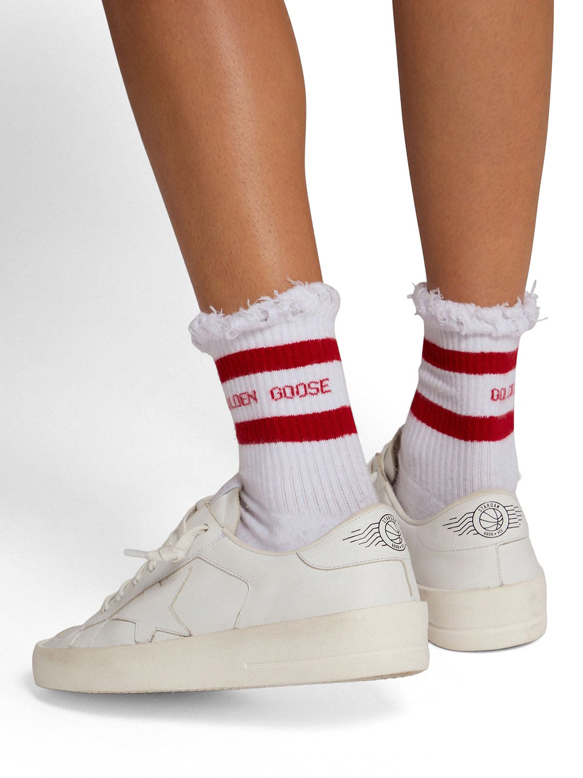 White red high rib socks GOLDEN GOOSE