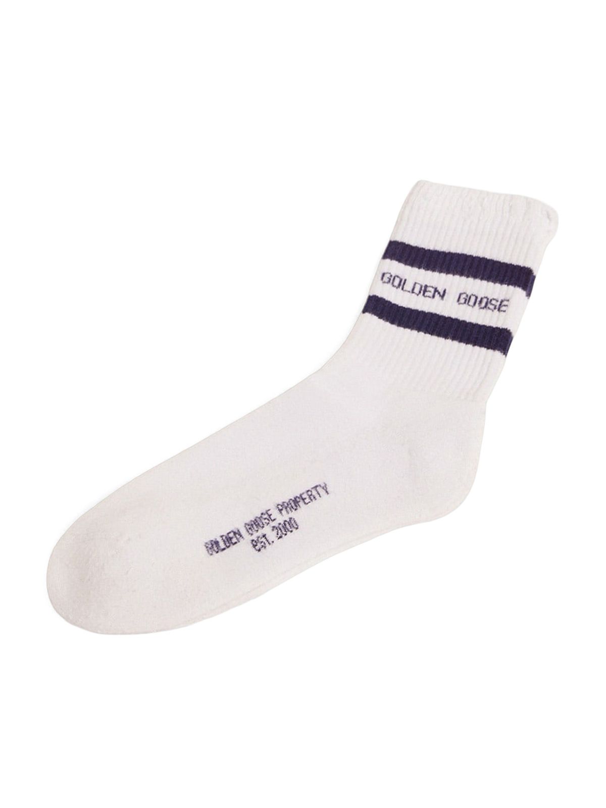White navy high rib socks