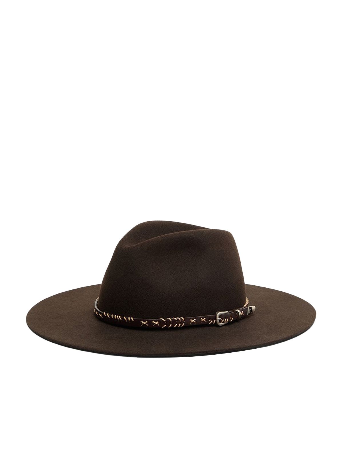 Dark brown fedora flam brim hat GOLDEN GOOSE
