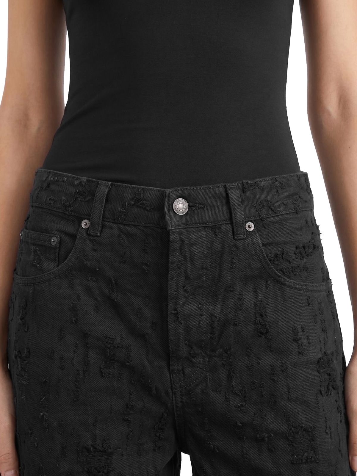 shorts denim beck bull destroy black  HAIKURE