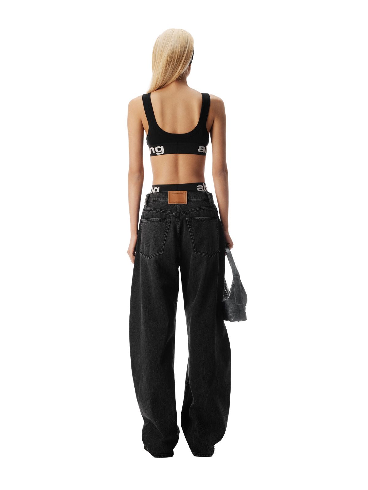 jeans a palloncino con shorts da ciclista e logo  ALEXANDER WANG