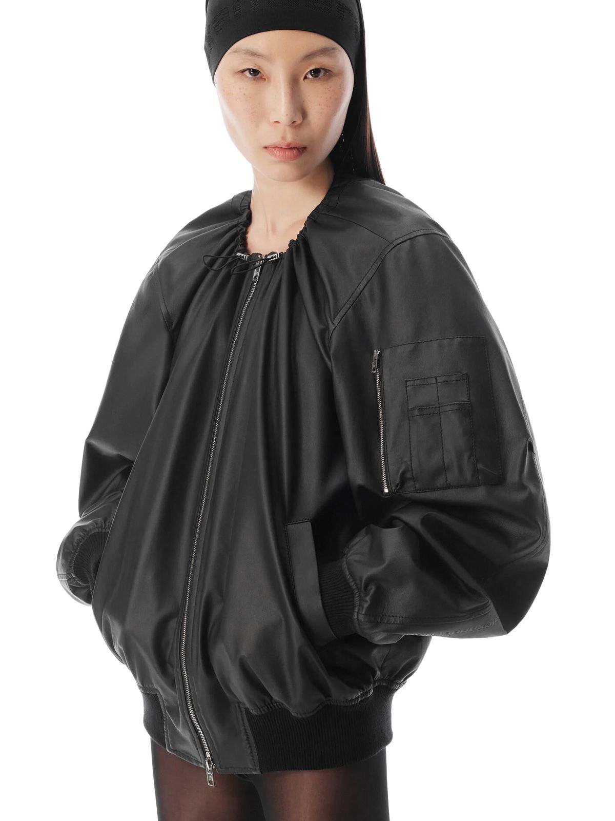 scoop neck gathered bomber black  ALEXANDER WANG