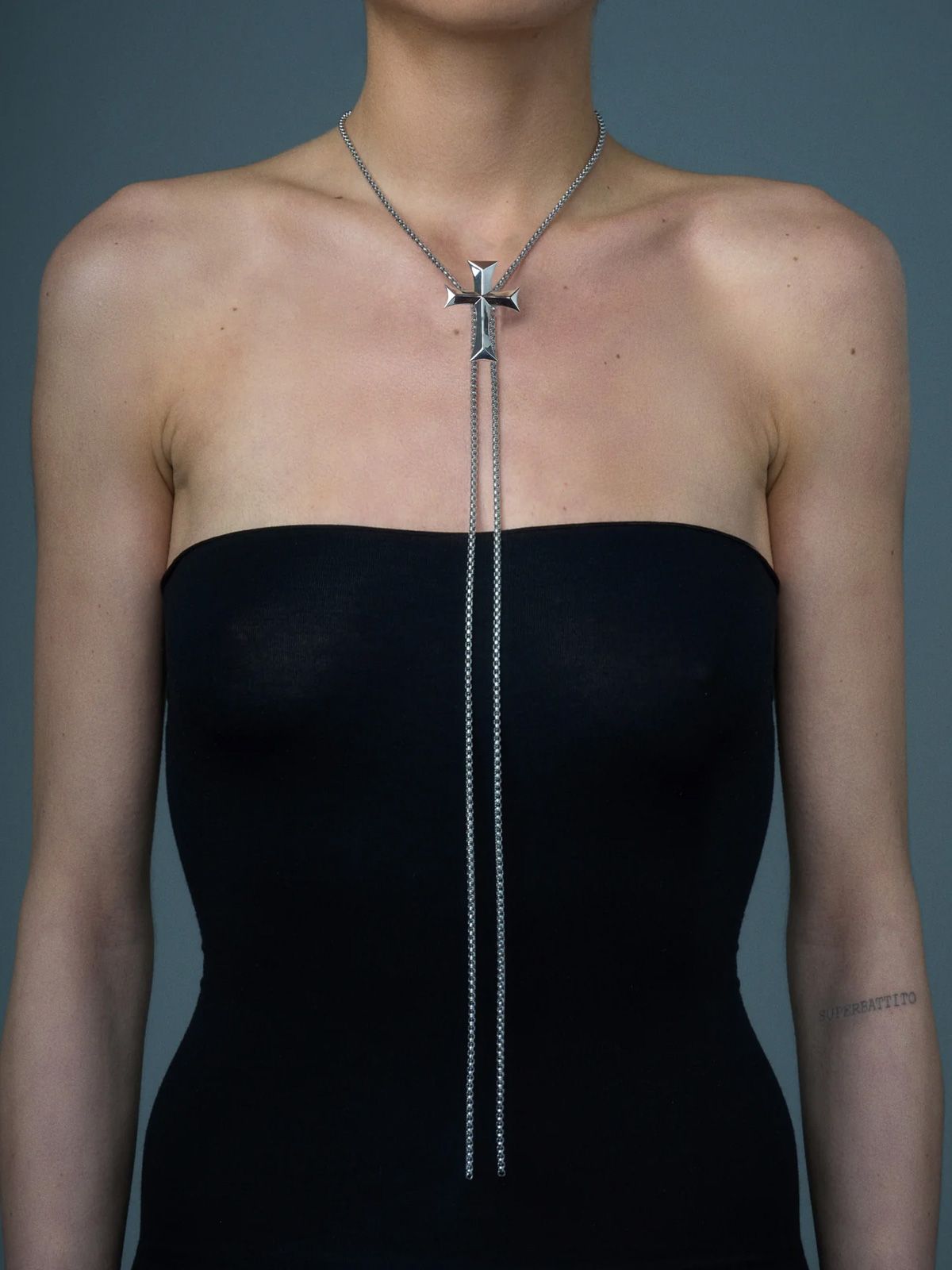 Silver coix tie y-necklace LAGWORLD