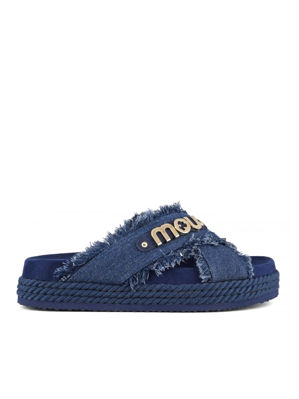 sandali criss-cross denim