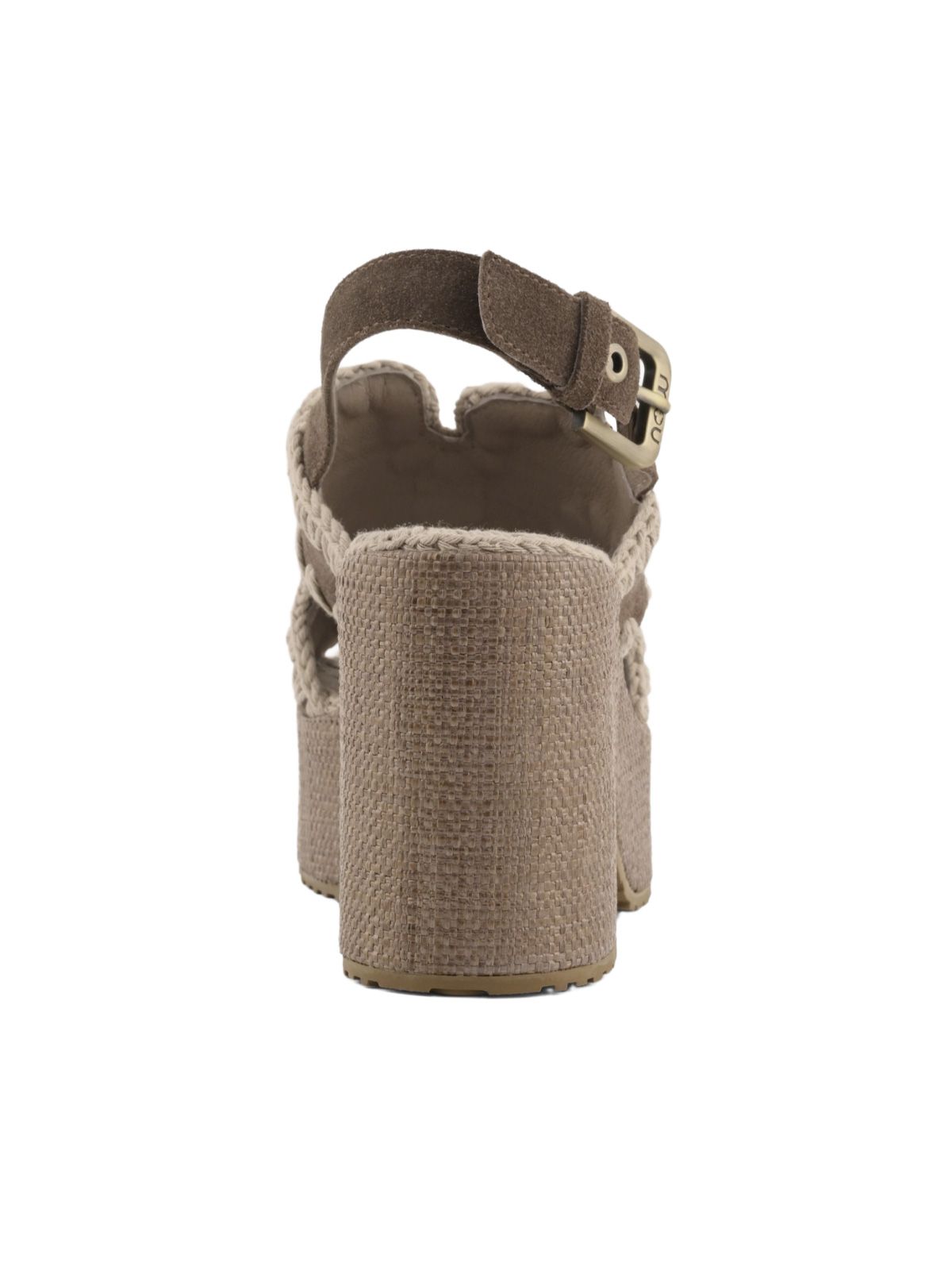 raffia platform with back stra brown  MOU