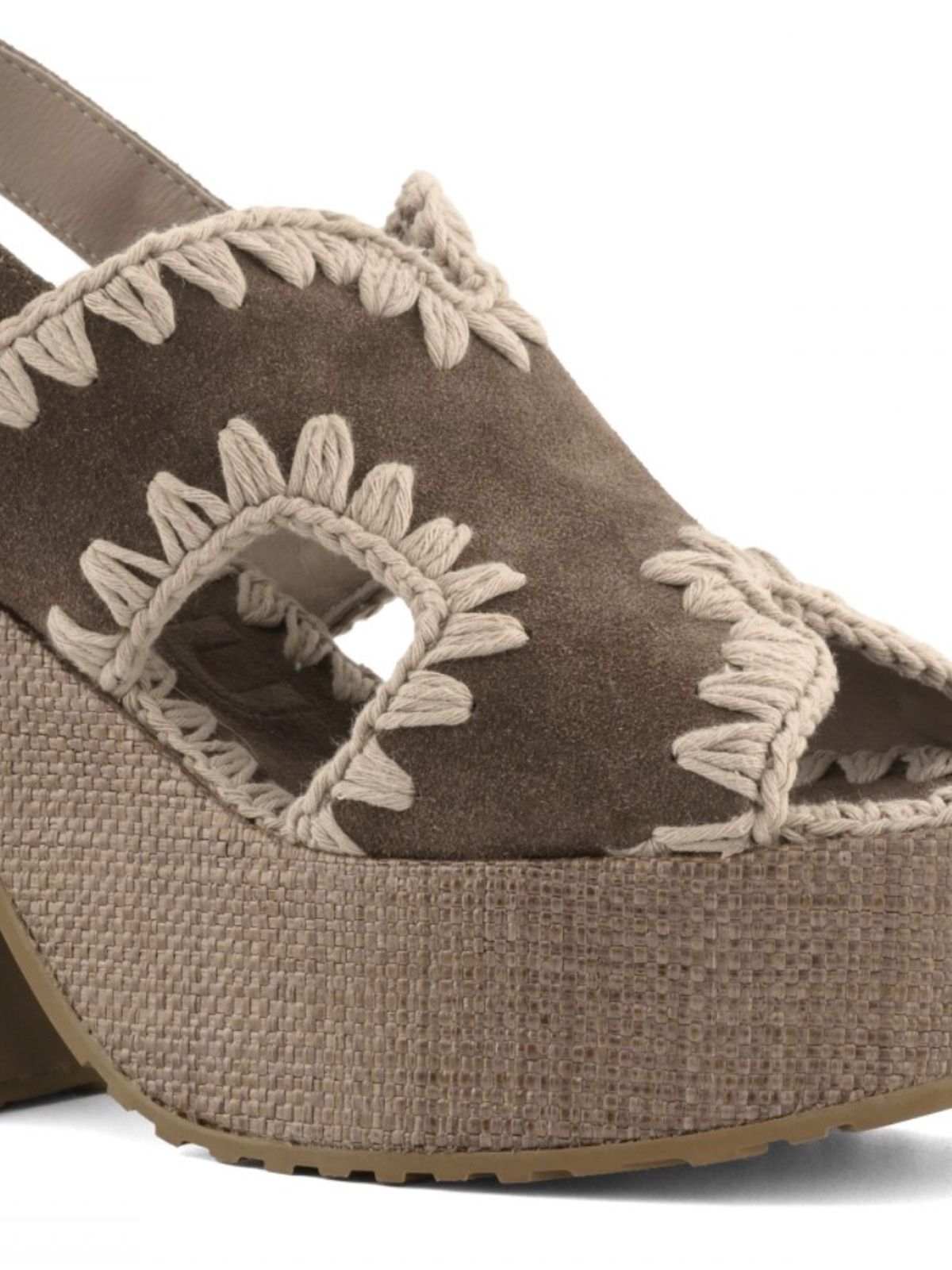 raffia platform with back stra brown  MOU