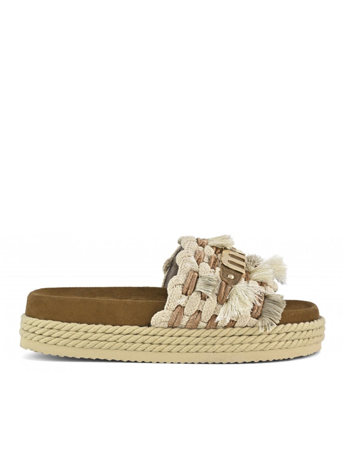 sandali monoband rope fringes beige