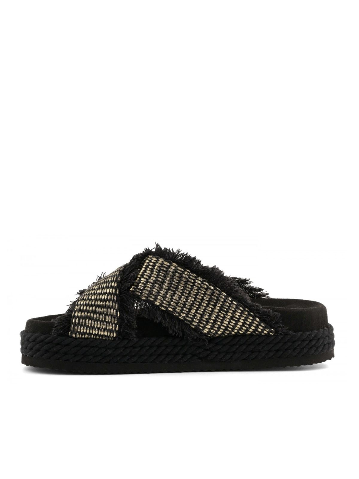 sandali criss-cross rope raffia neri MOU