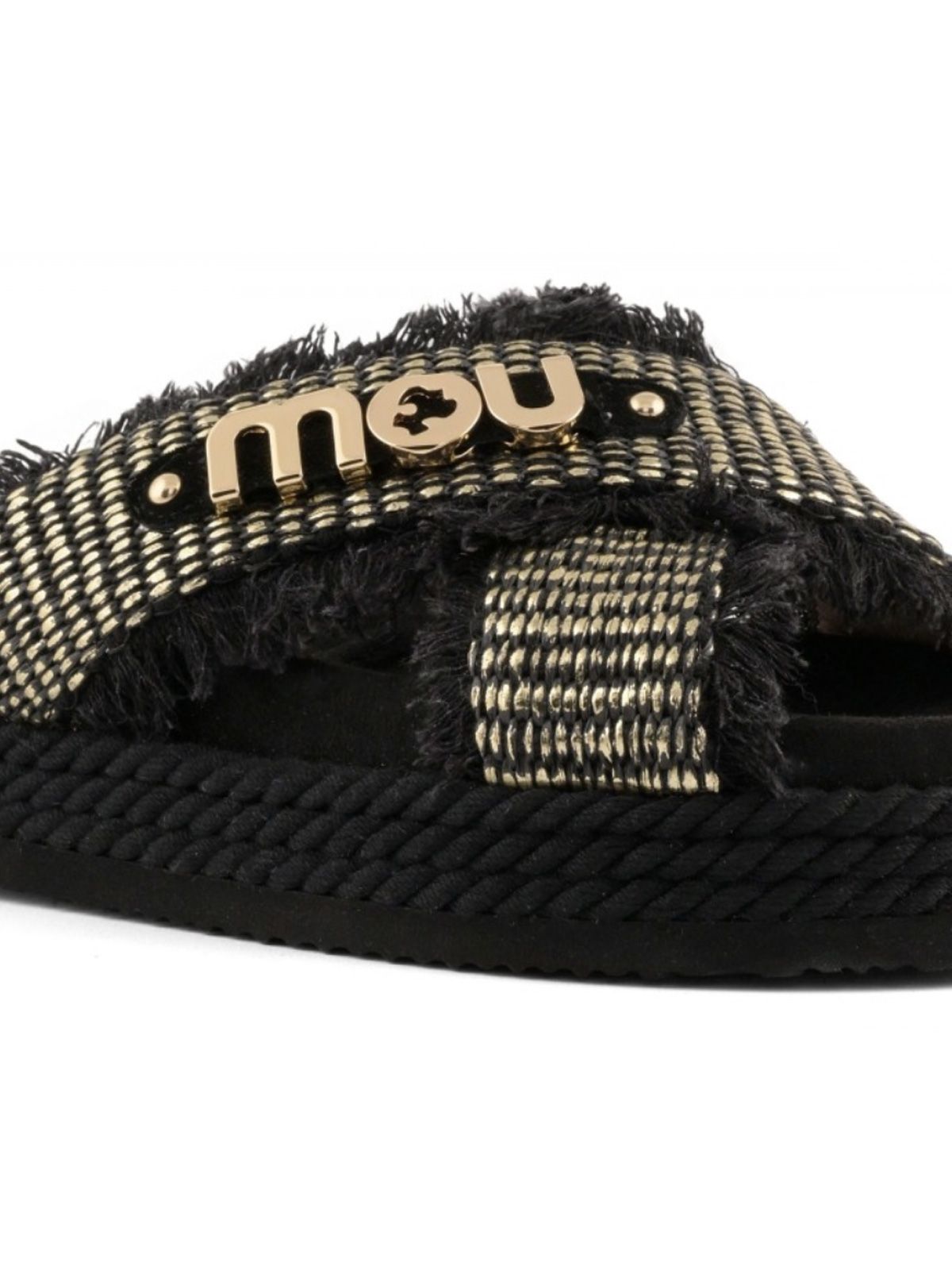 sandali criss-cross rope raffia neri MOU