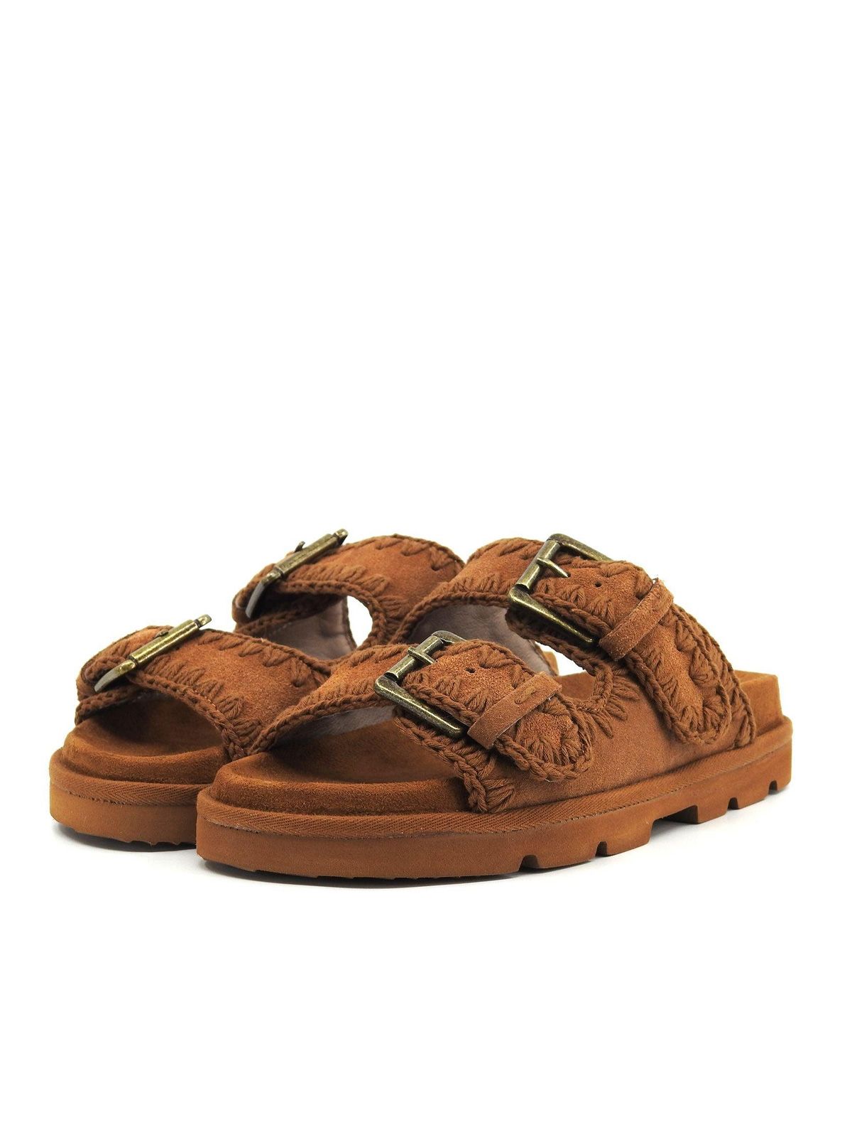 sandal low bio 2 buckles marroni  MOU