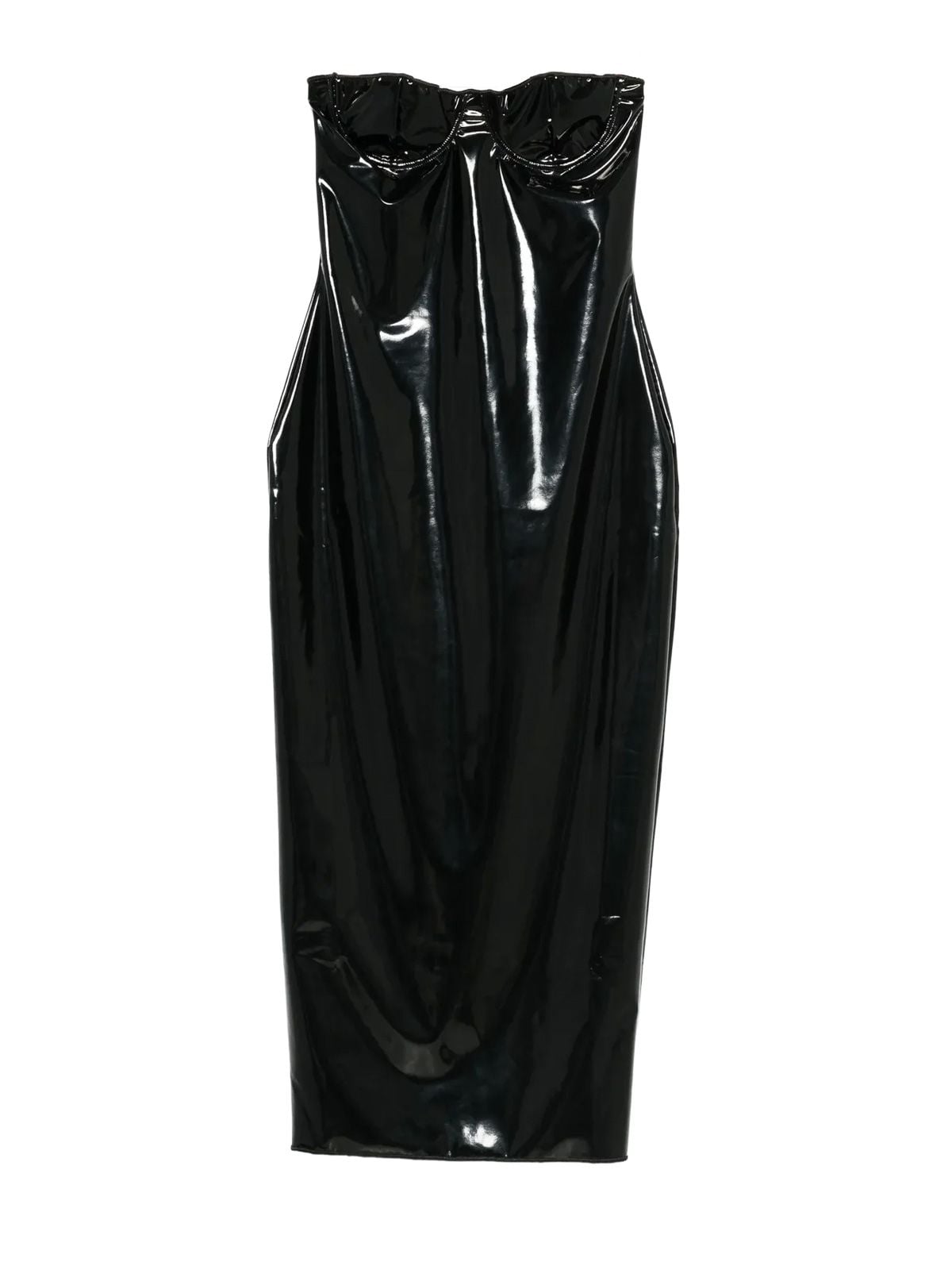 Black latex midi dress