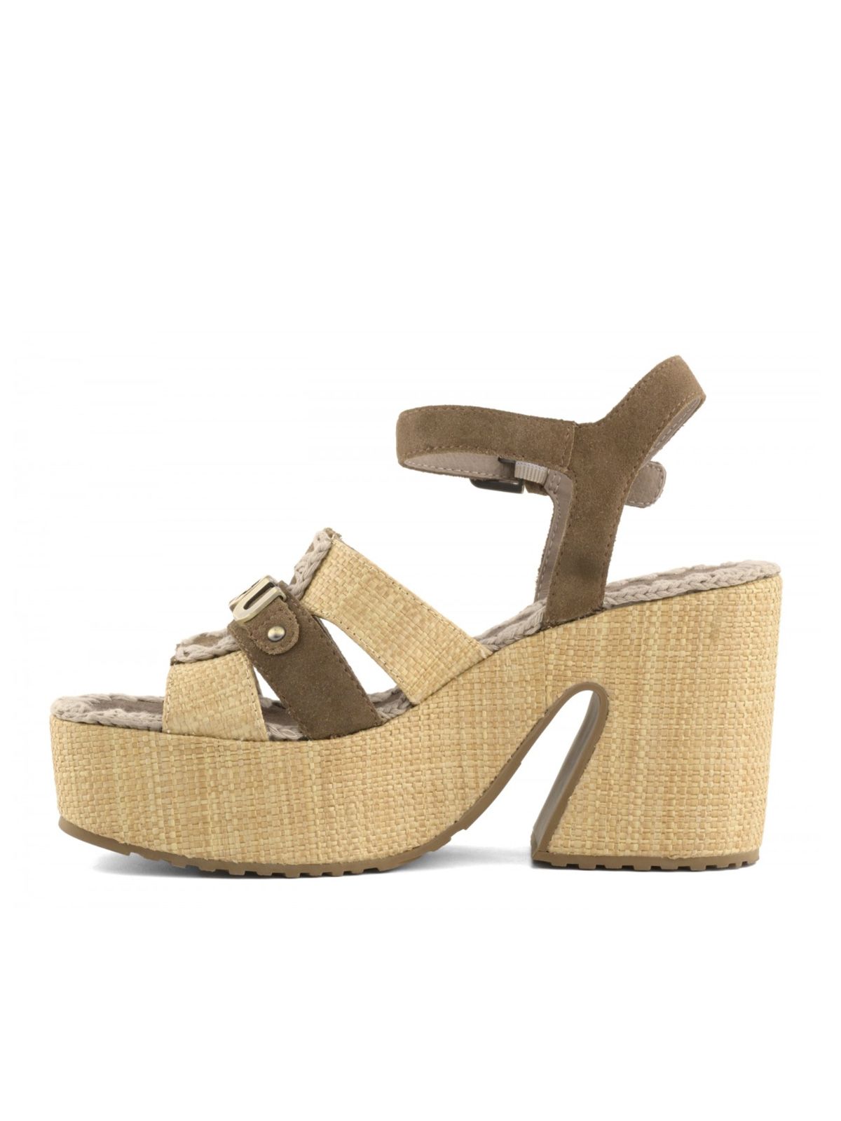 raffia platform ankle strap marrone MOU