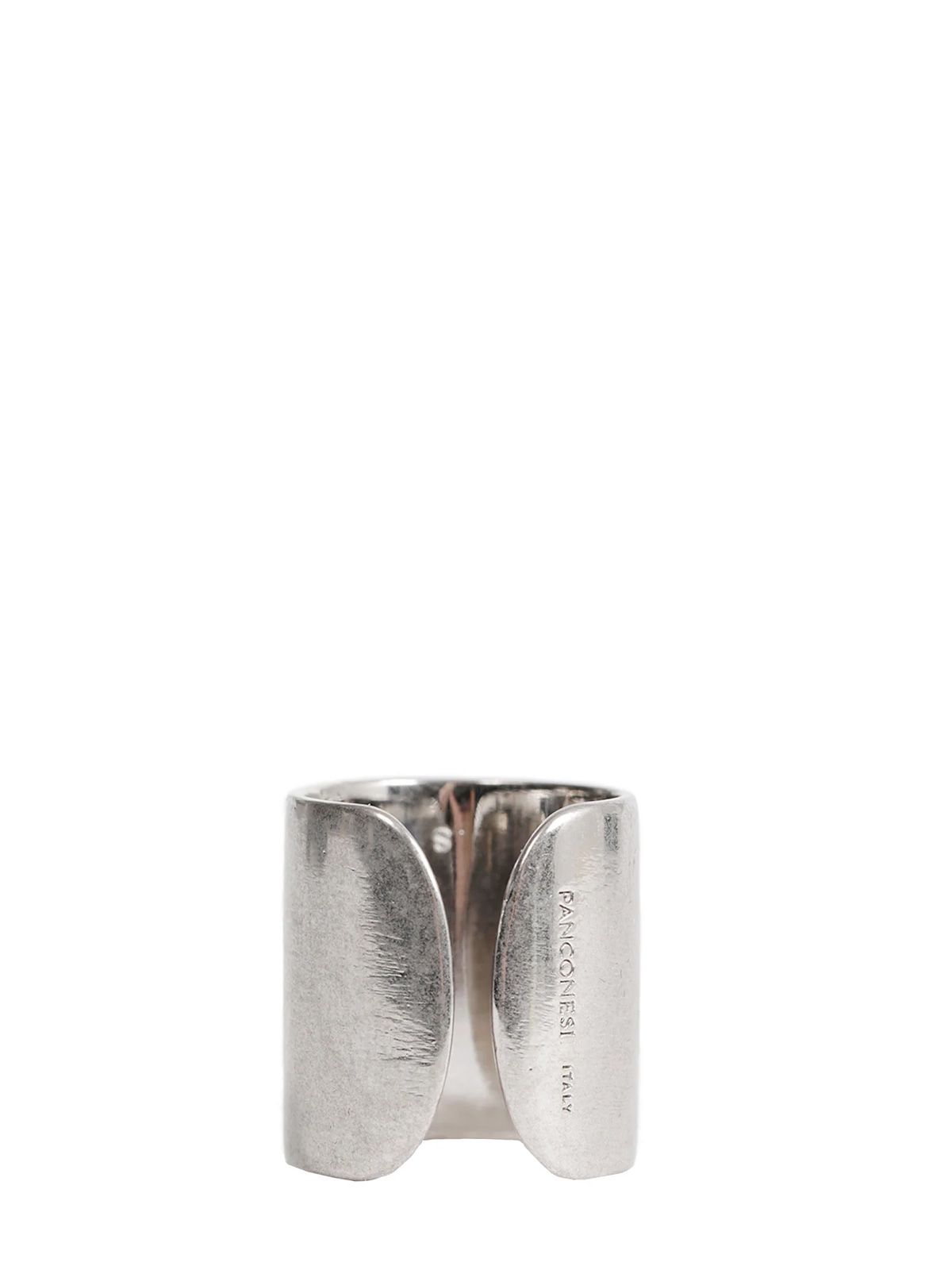 Silver large armour ring PANCONESI