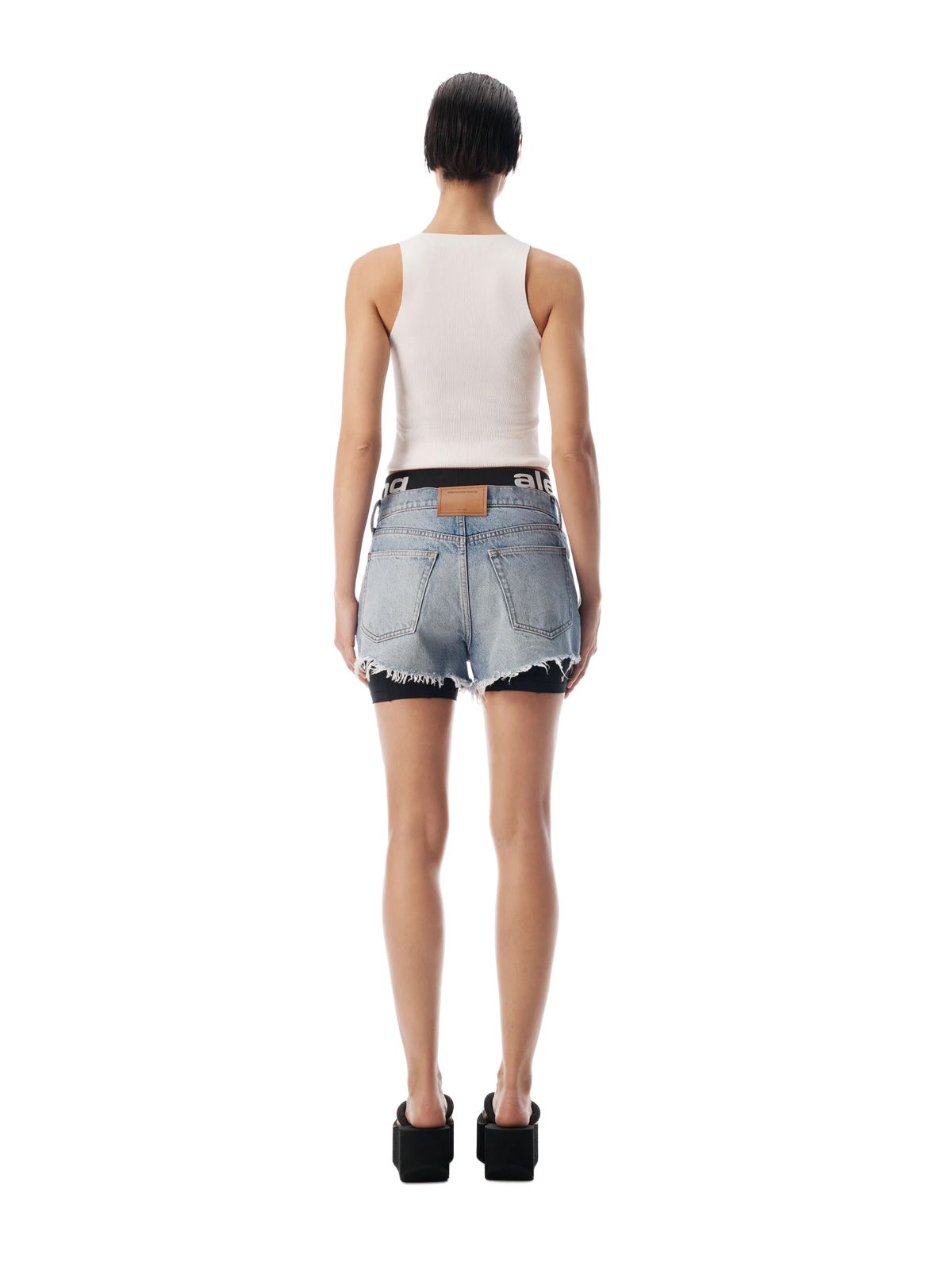 pantaloncini da bici blu con logo ALEXANDER WANG
