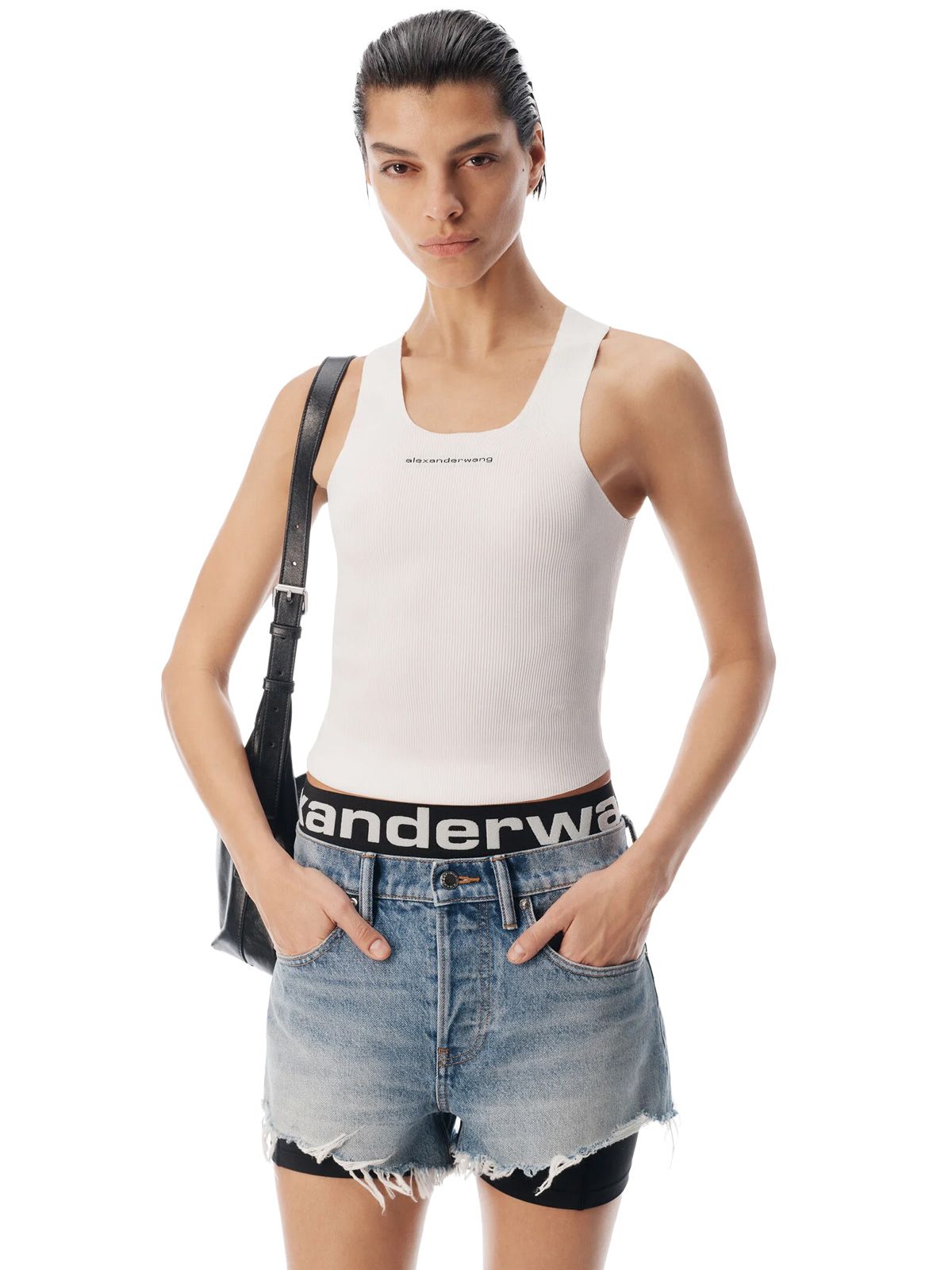 pantaloncini da bici blu con logo ALEXANDER WANG