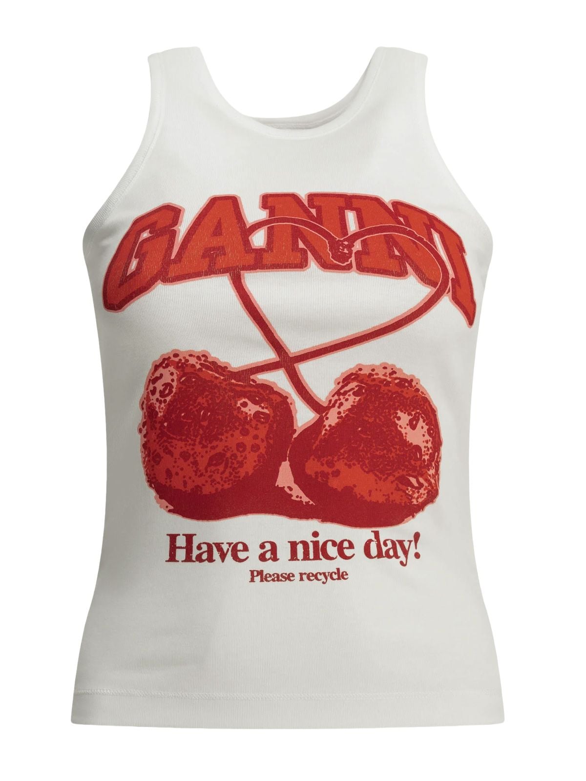compact rib jersey tank cherry white