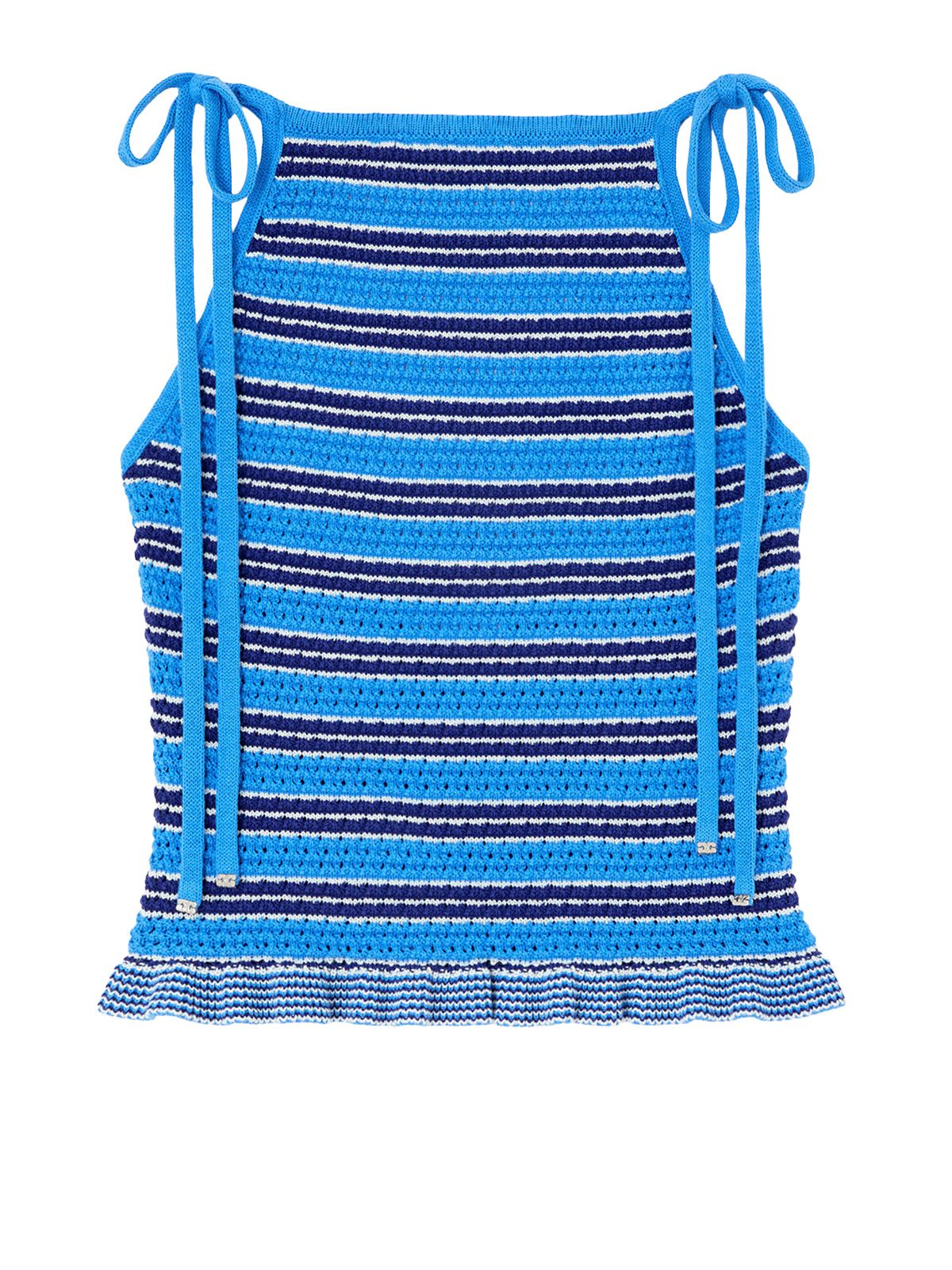 cotton pointelle stripe top sky