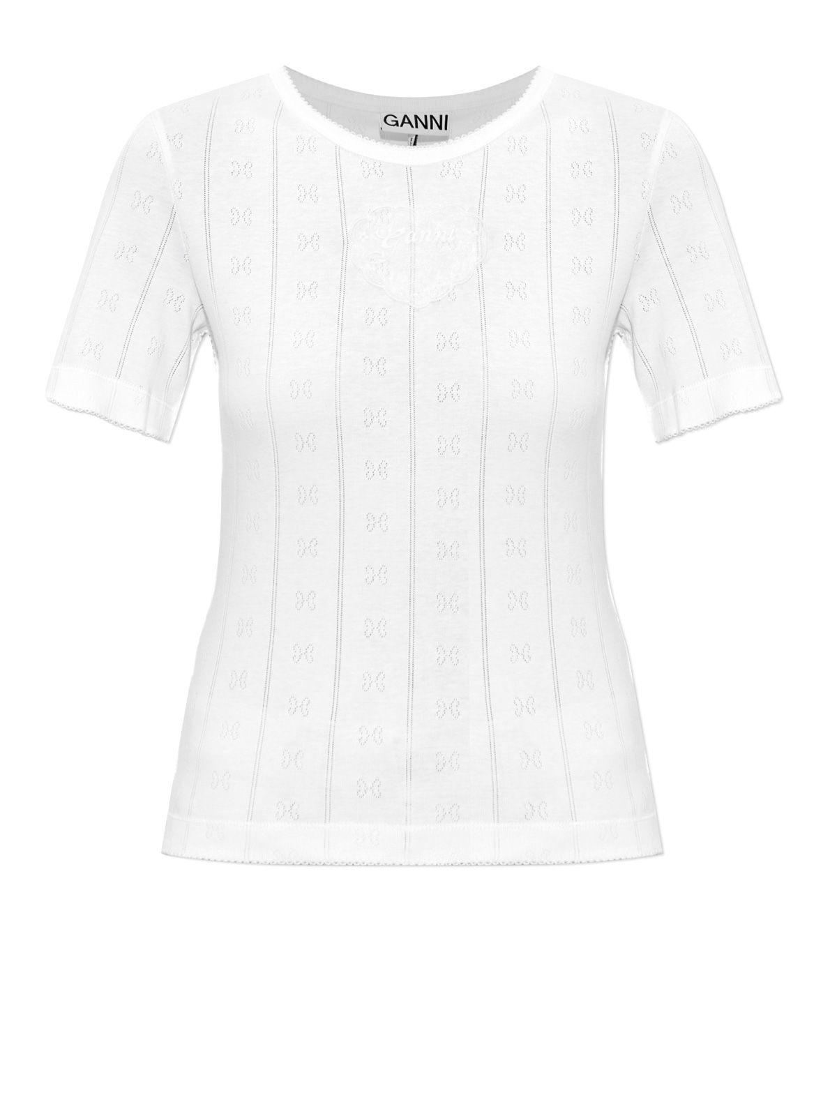 compact pointelle rib tee white