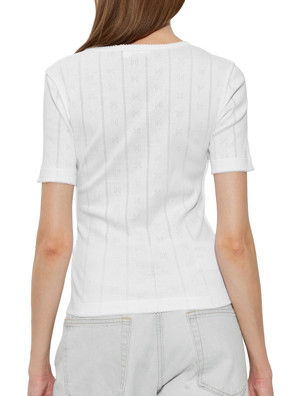 compact pointelle rib tee white GANNI