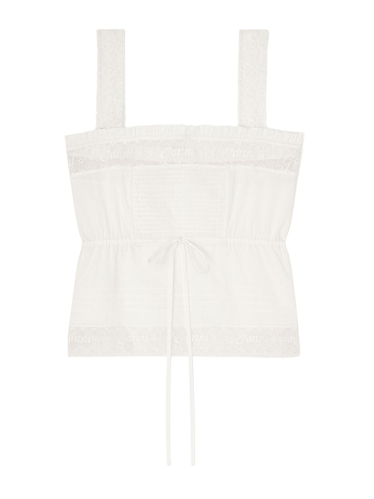 cotton voile lace slip top bianco 