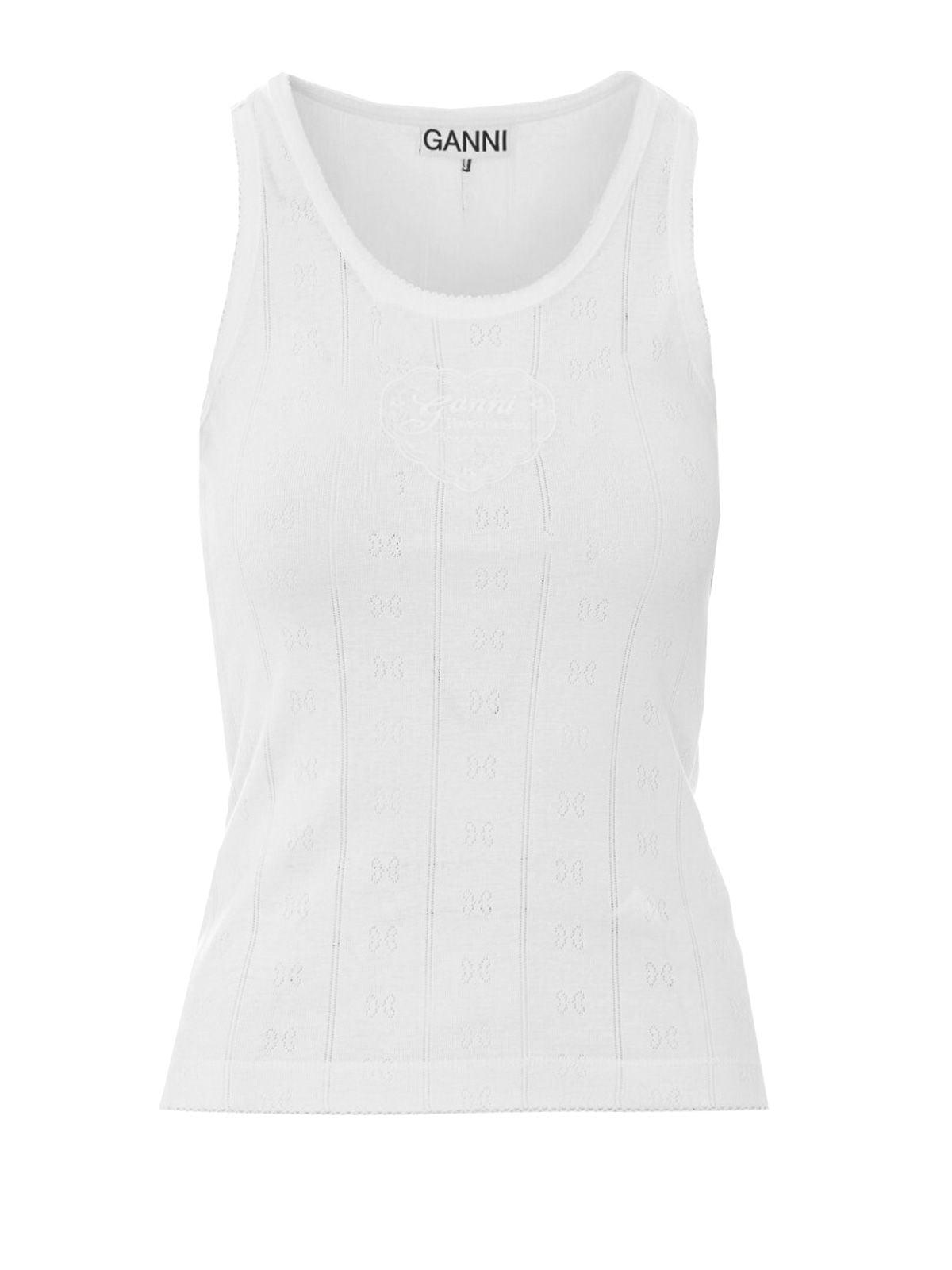 compact pointelle rib jersey tank top white