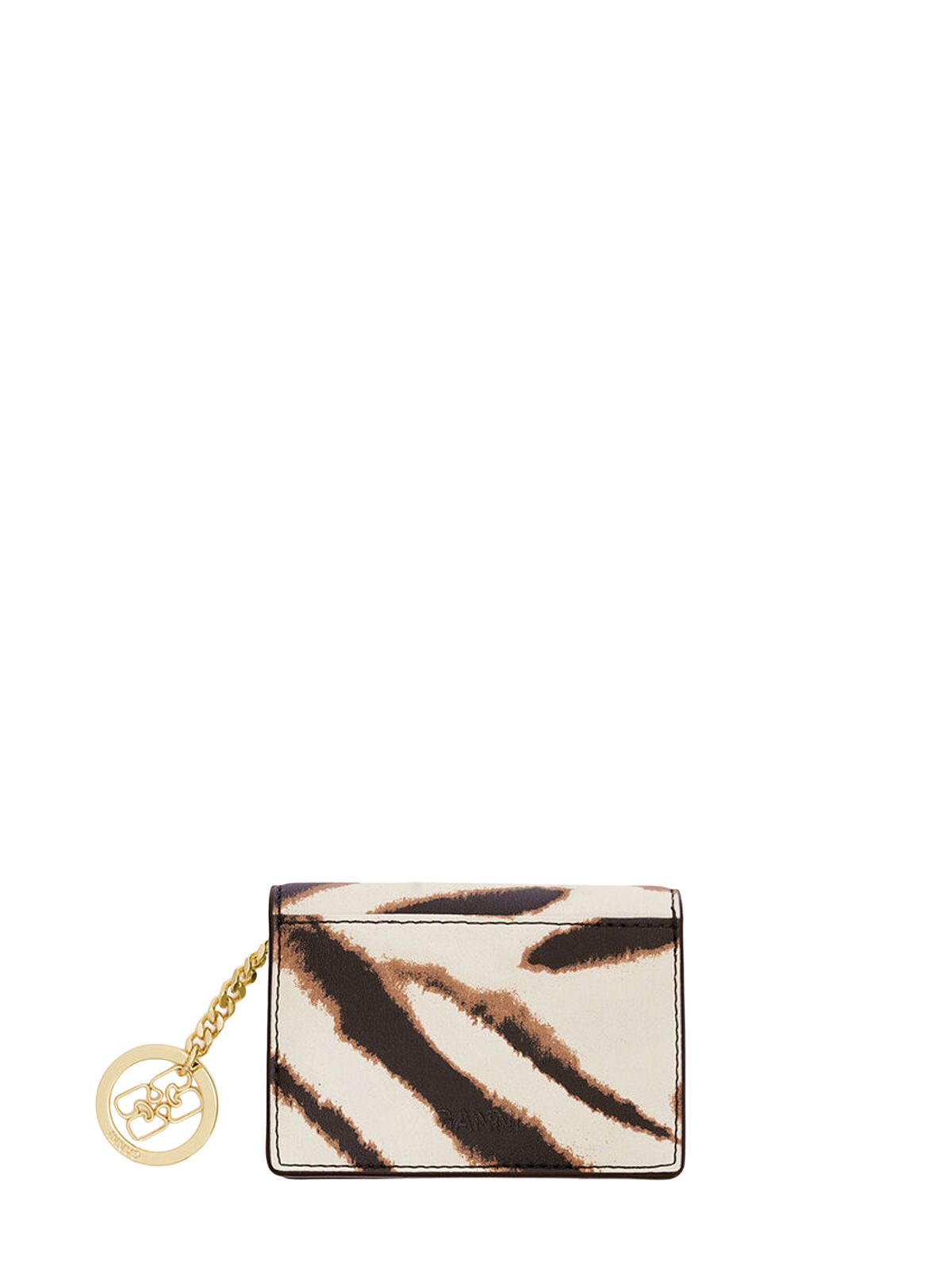 bou card holder with flap zebra print  GANNI