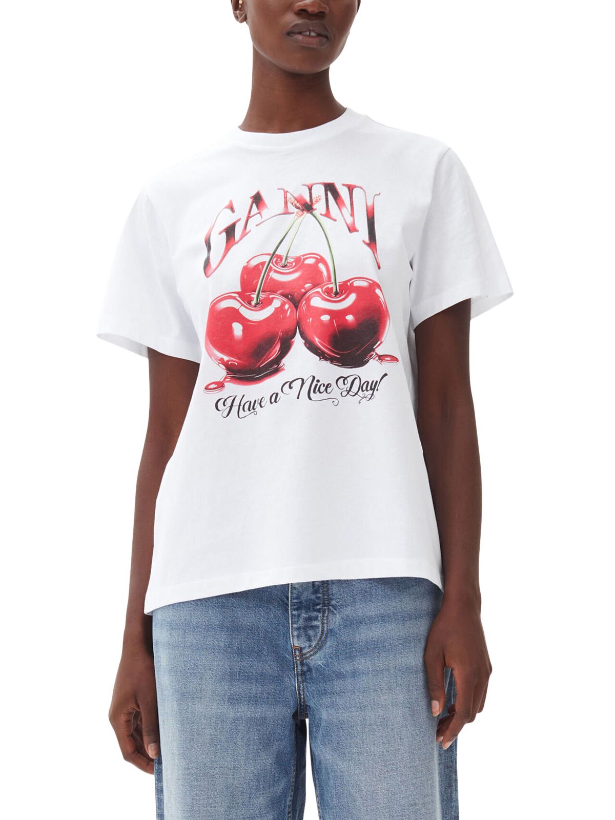 basic jersey cherry relaxed t-shirt white GANNI
